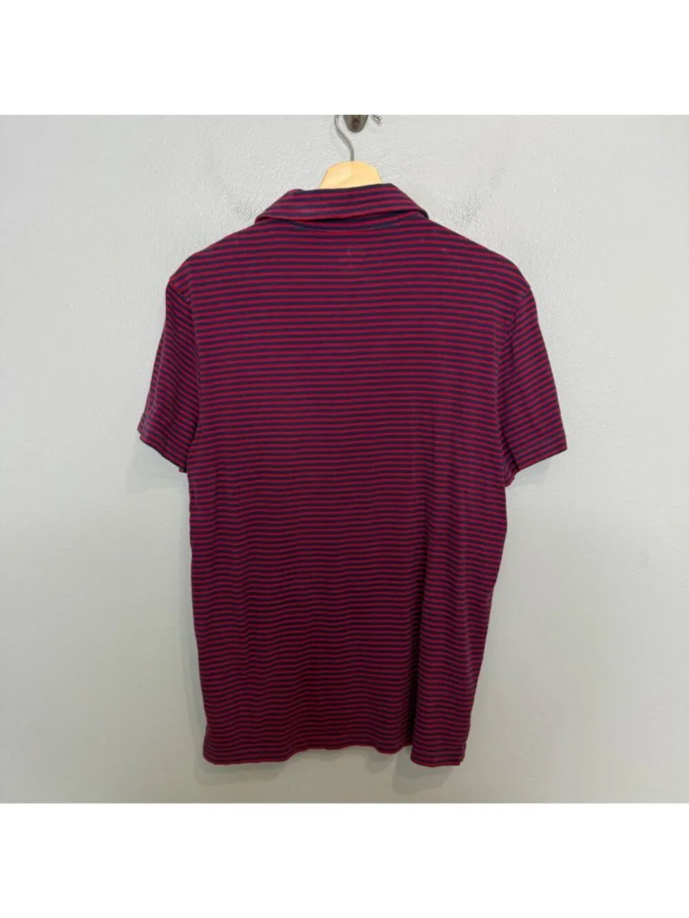 J. CREW sueded cotton polo in navy red stripe size M